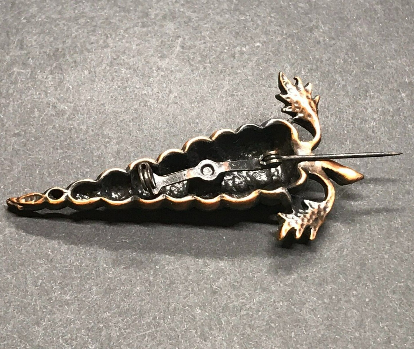Vintage Copper Carrot Brooch Rhinestone Lg. Sculptural Garden Easter Bunny Food