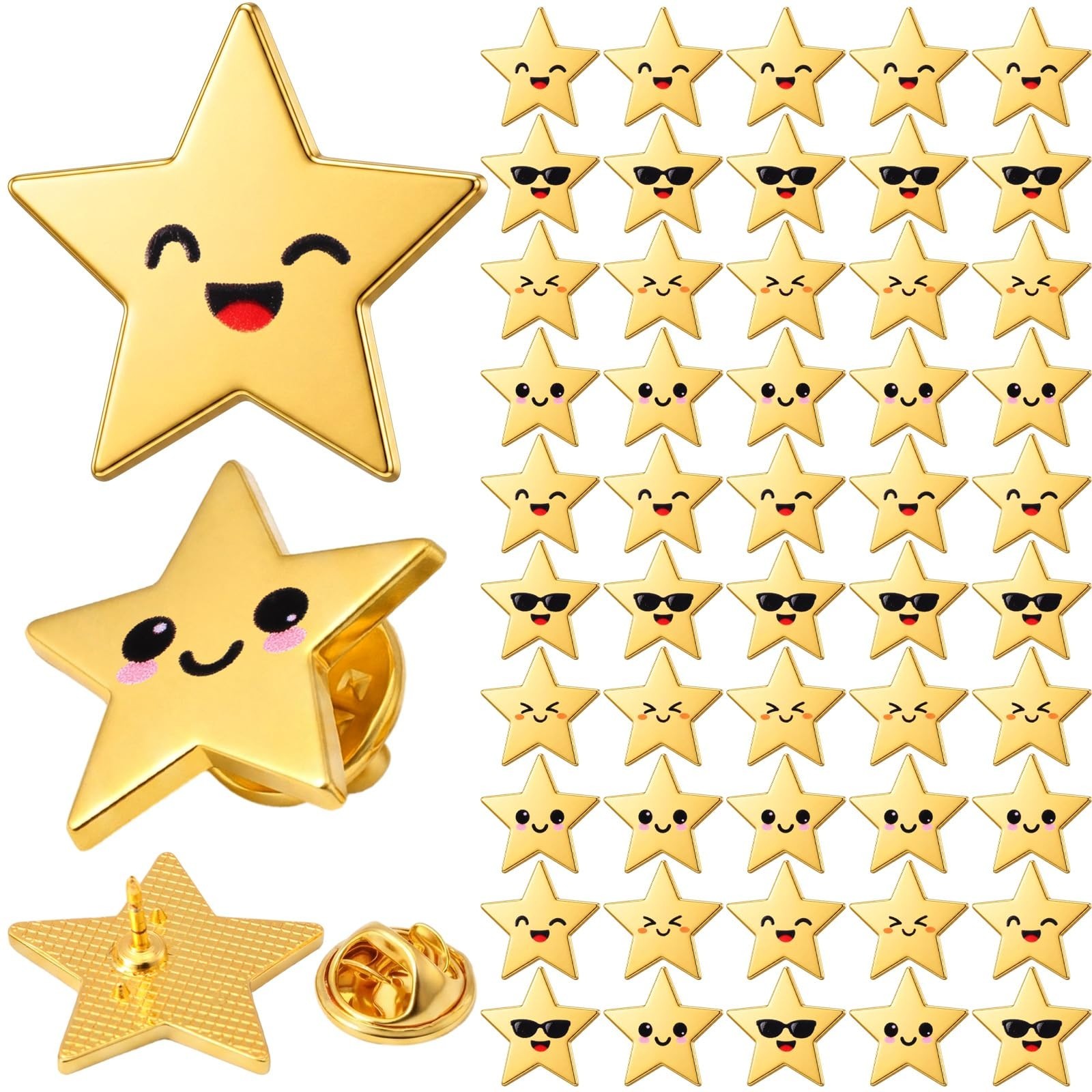 Bulk Gold Star Pins – 25/50/100/150/300 Pcs Metal Motivational Brooches for 4th