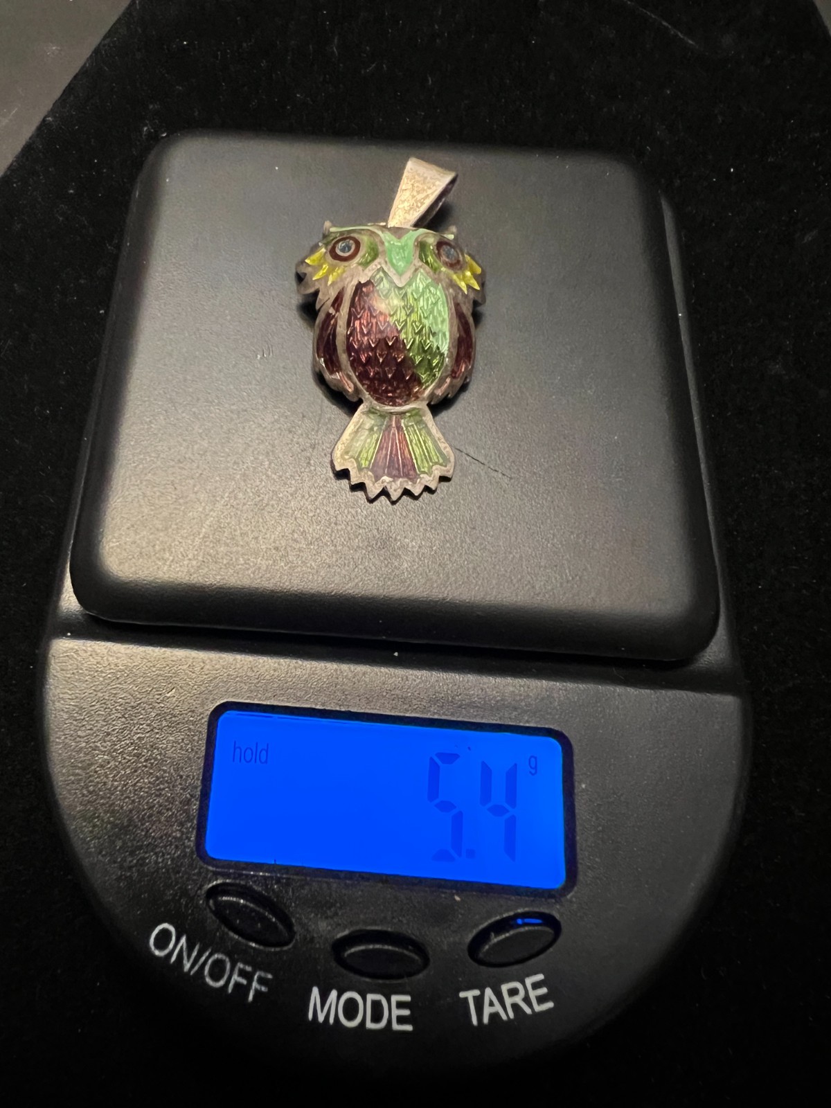 Vintage TAXCO 980 Silver Owl Bird Brooch Pin Mexico Maya Enamel TM-171