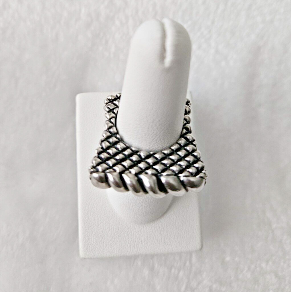 Vintage Dian Malouf Sterling Silver 925 Textured Twisted Rope Ring Size 7 PR