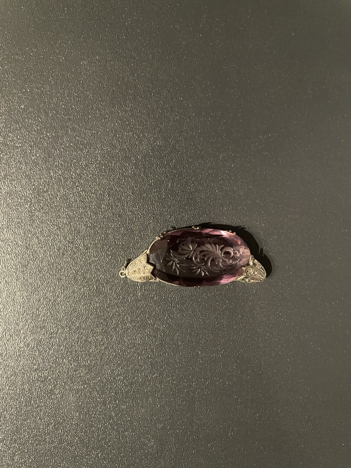 Vintage Czech Art Deco Antique Amethyst Glass Pendant only Flower design