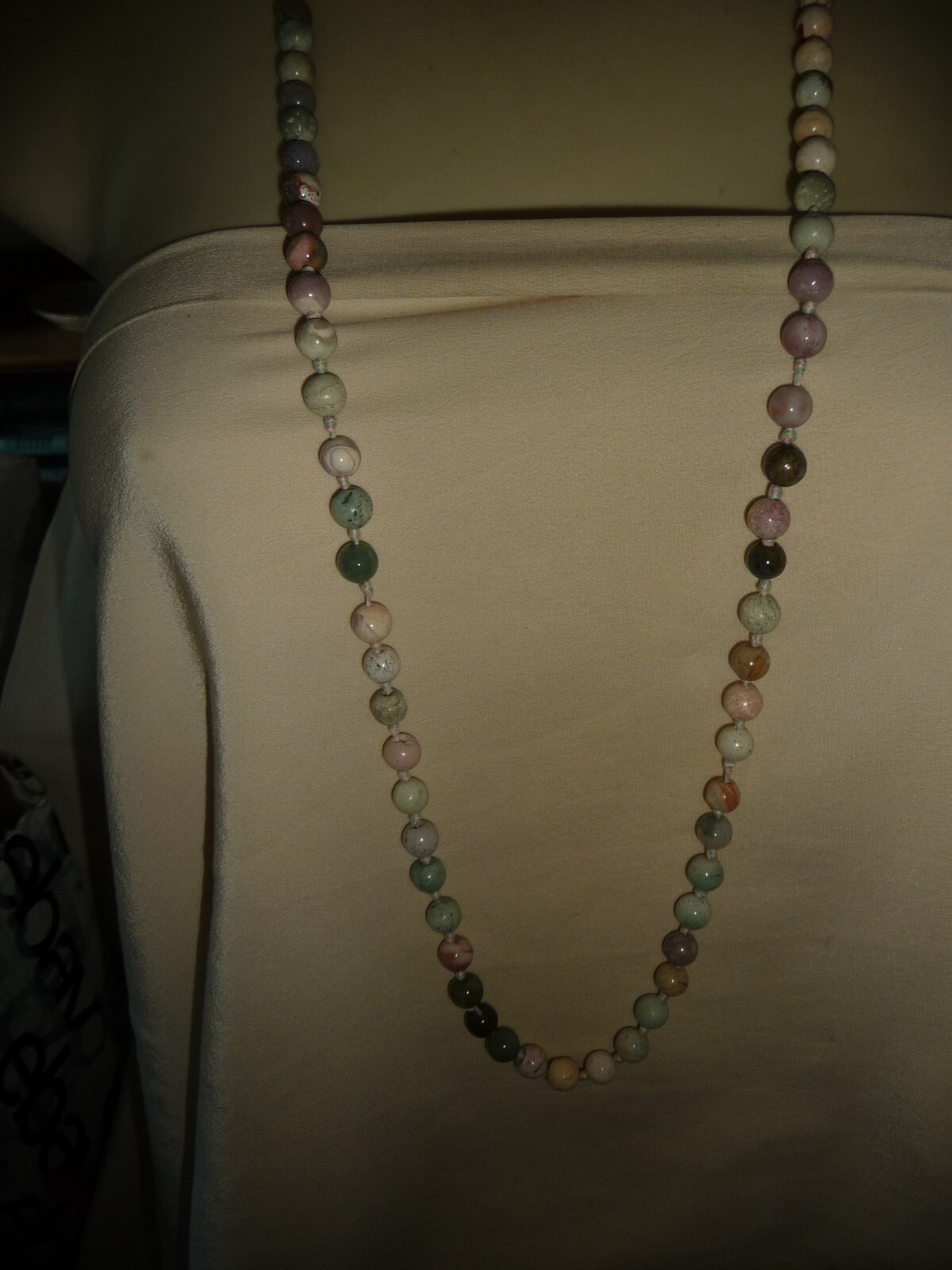 19″ Long HAND KNOTTED MULTI COLORED GRAYS + NO CLASP NECKLACE #18/24A