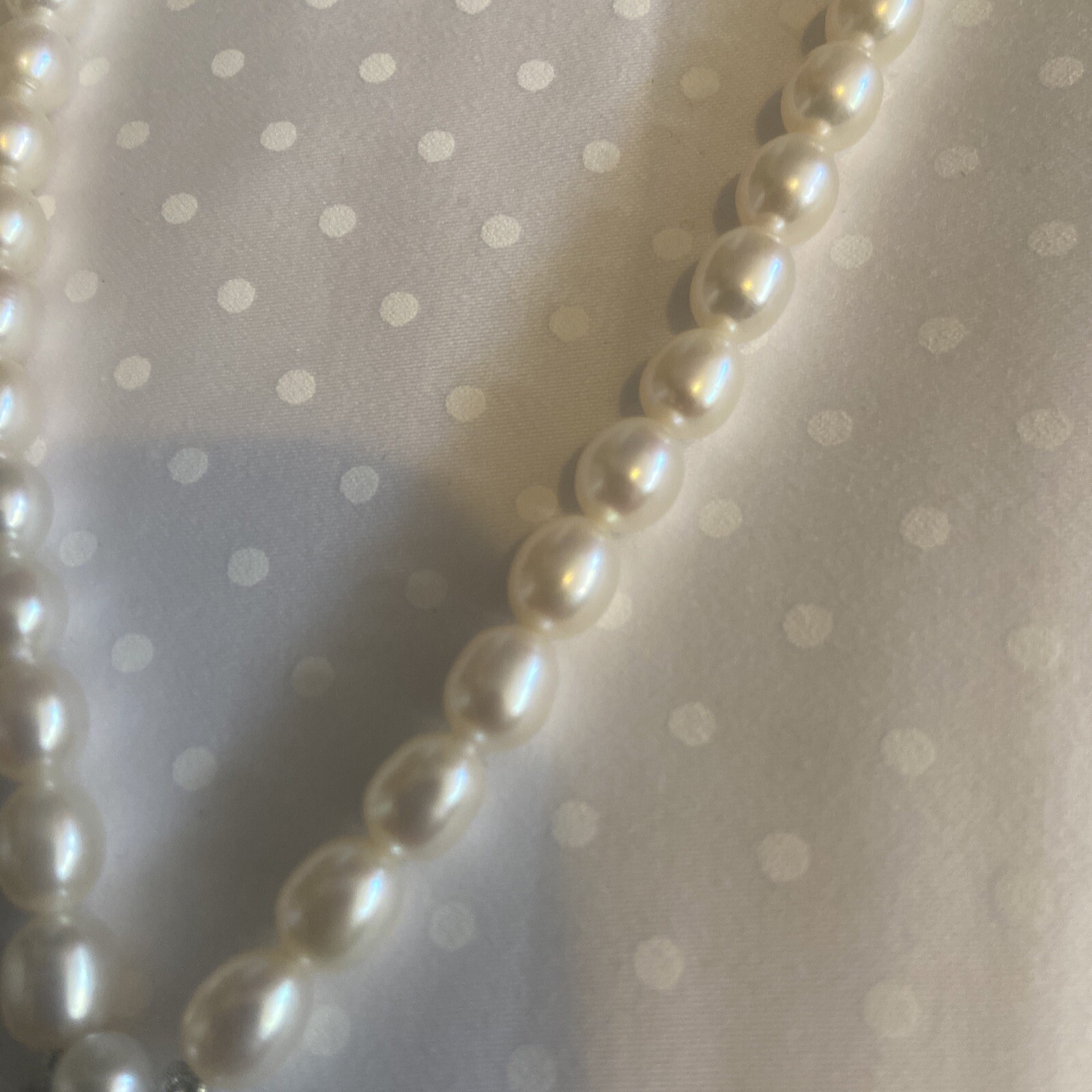 White Pearl Necklace With Cz Drop CGI CN STRAND Necklace 16″ 3 Extender