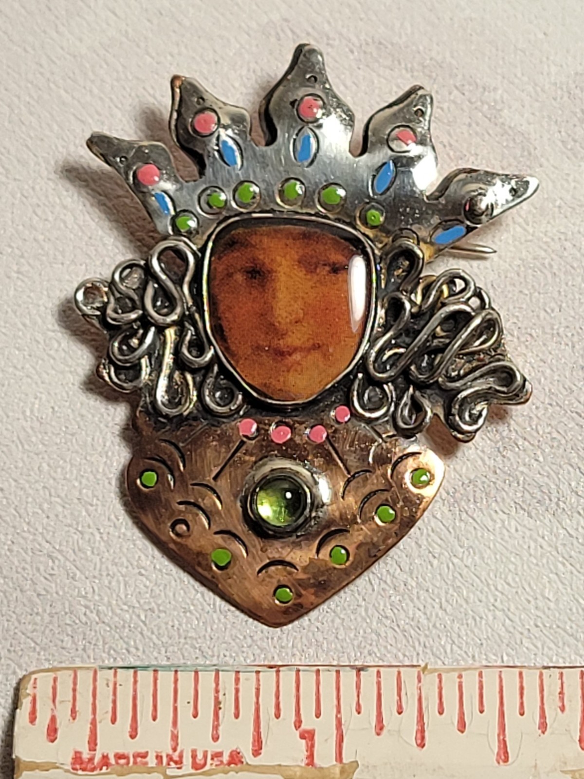 Artist M.A. Katke Mixed Metal Brooch Pin Signed Unique MA Katke Vintage AMAZING