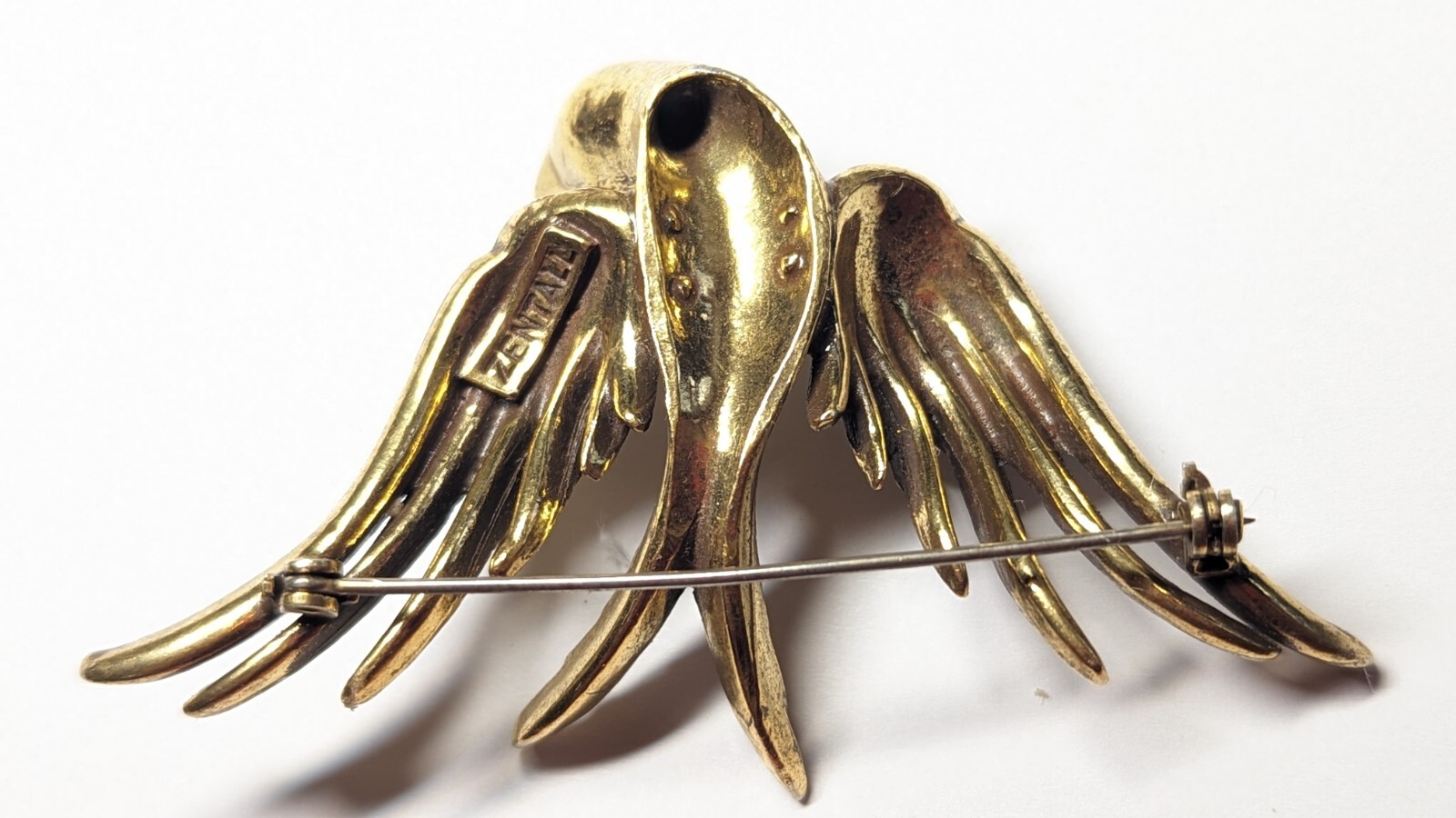 VINTAGE ZENTALL EAGLE BROOCH PIN SIGNED GOLD TONED