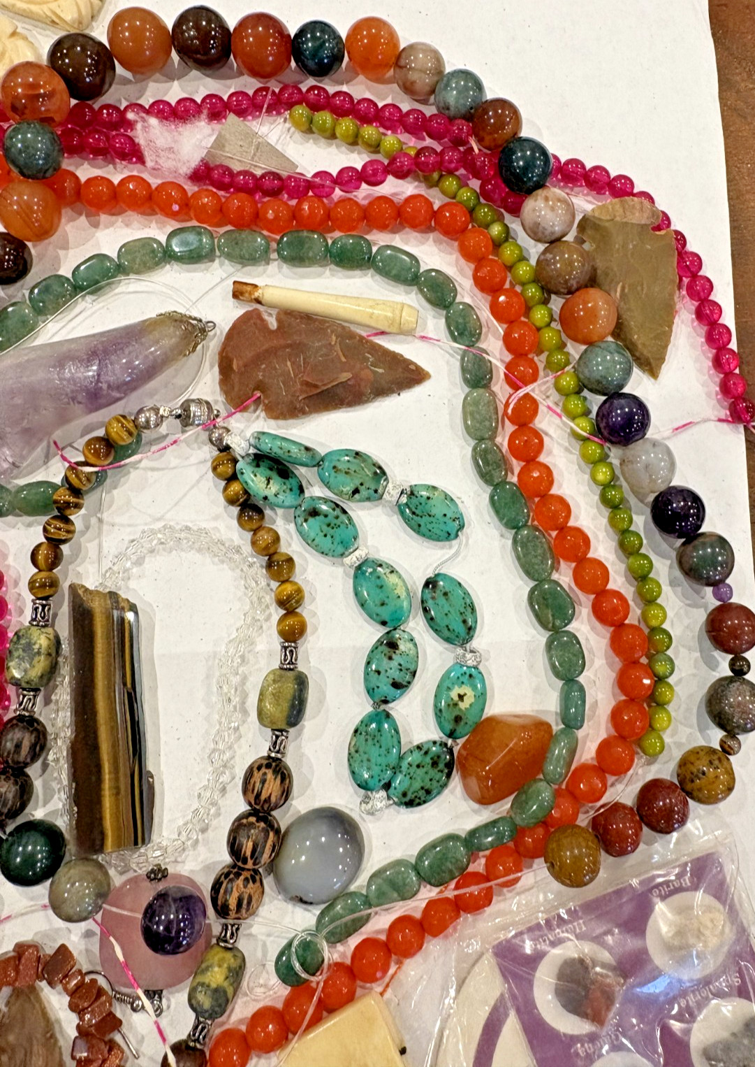 Mixed JEWELRY Lot Gemstones Turquoise Agate Purple Amethyst Bead Craft