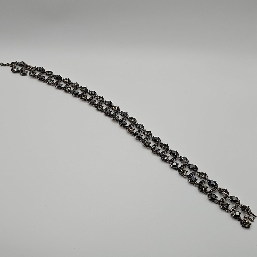Choker Black & White Rhinestones Goth & Glitz & Glamor 14 Inch