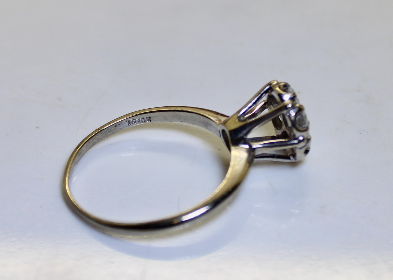Beautiful Vintage Ladies 10K White Gold .35 Ctw Diamond Cluster Ring, 1/3+