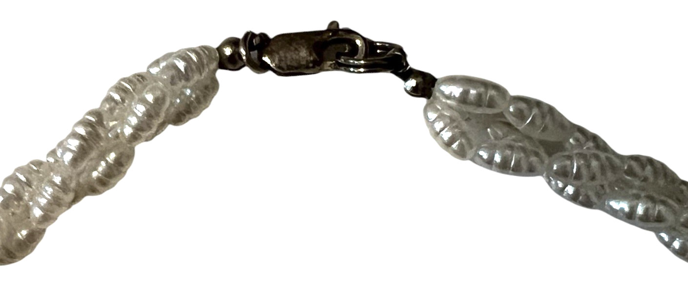 VTG Mother of Pearl Salmon Coral Necklace Triple Twisted Rope 22 Inches