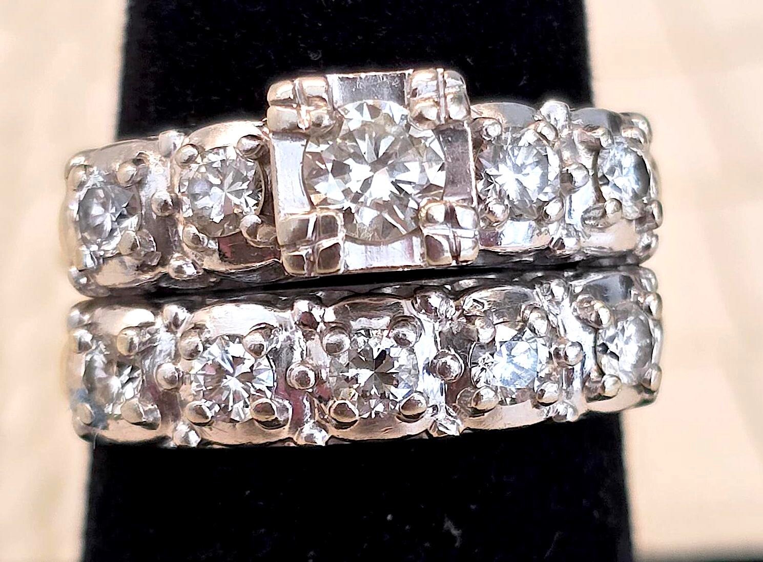 Rare Vintage “Unused” Diamond Ring Set (Approximations) about 1 ct. Size 7.5
