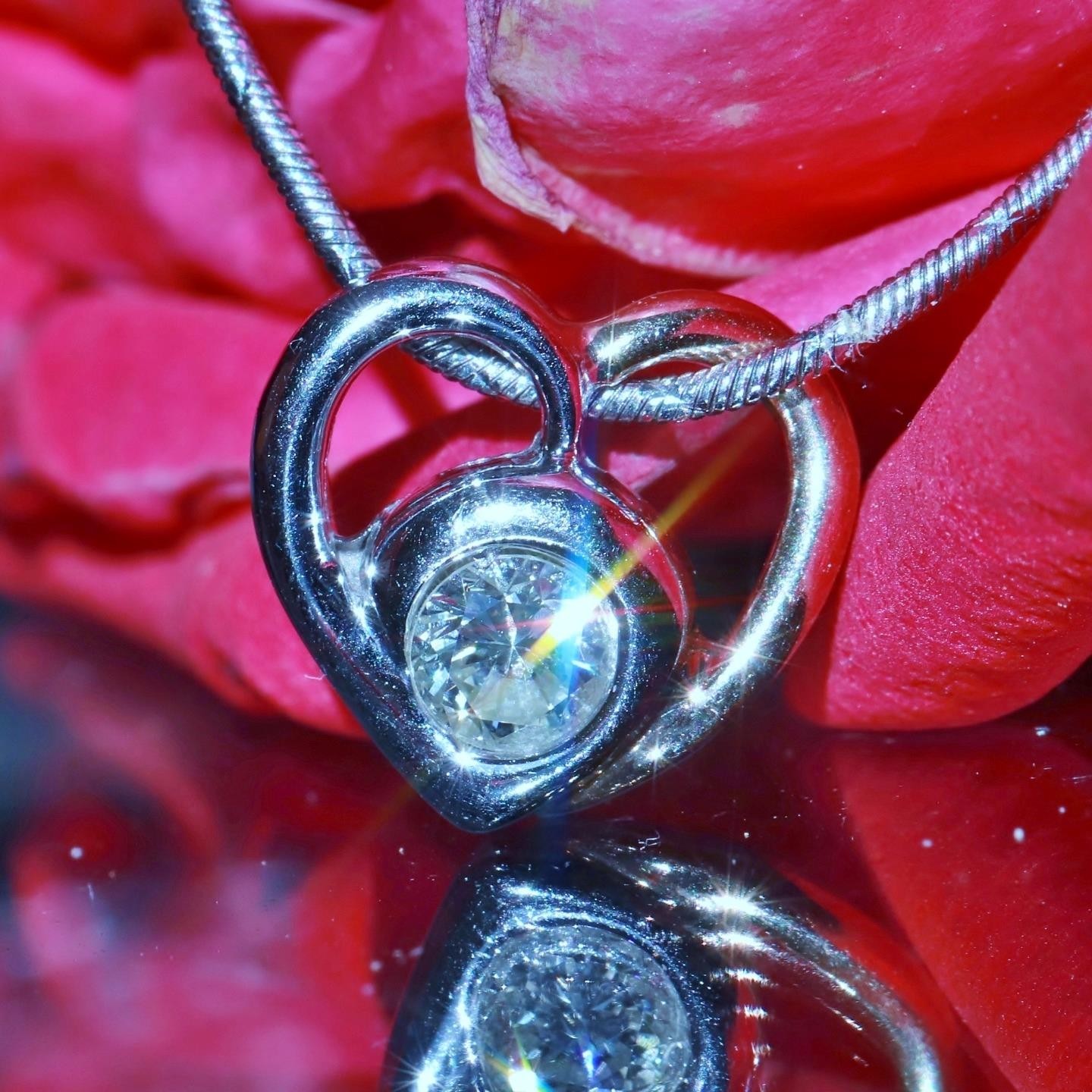 14k multi tone gold pendant 0.35ct natural diamond heart 18.0″ necklace 5.38gr