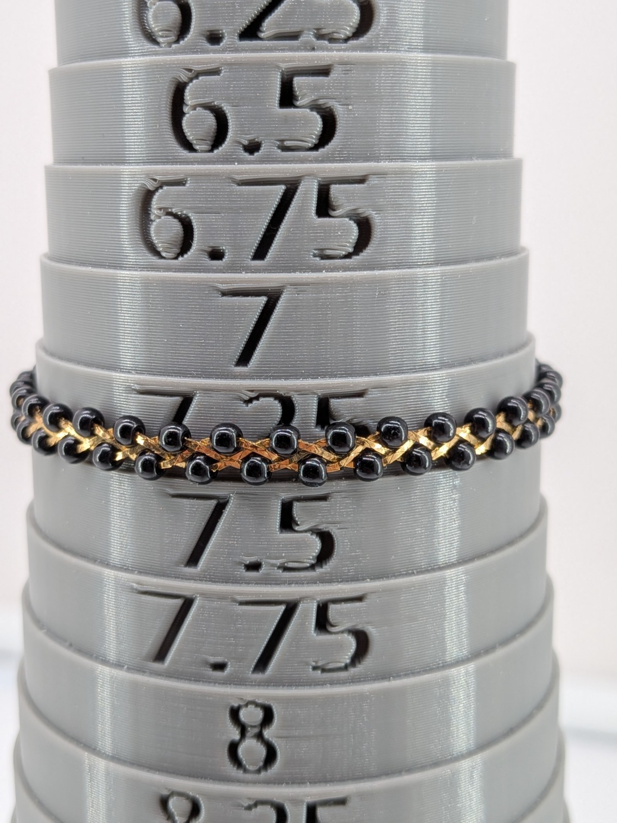 Vintage Trifari TM Bracelet Gold Tone Black Seed Bead Braided Link 7.5in Signed