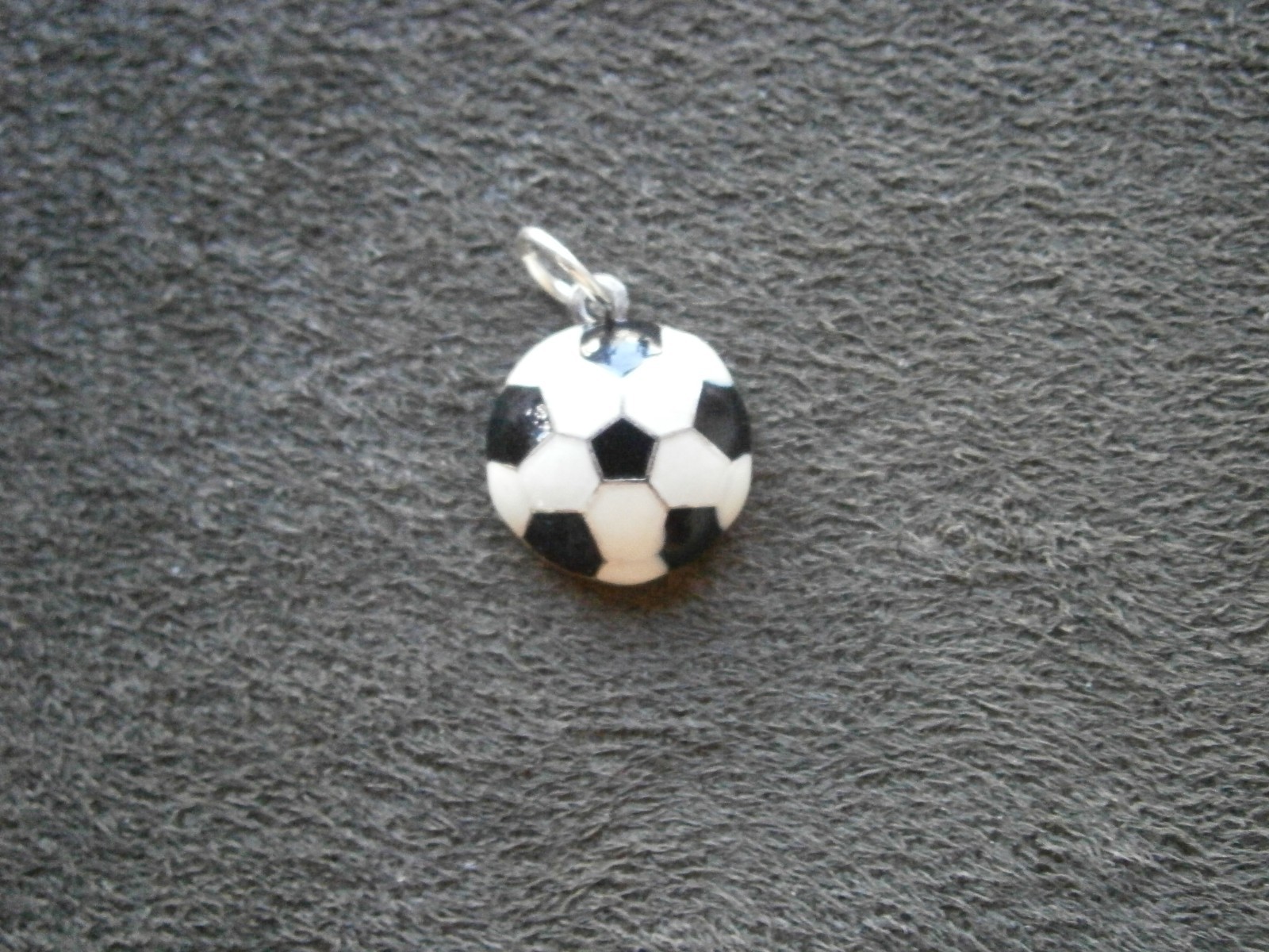 Soccer Football Vintage Half Round Sterling Silver Enamel Bracelet Charm 1.2g