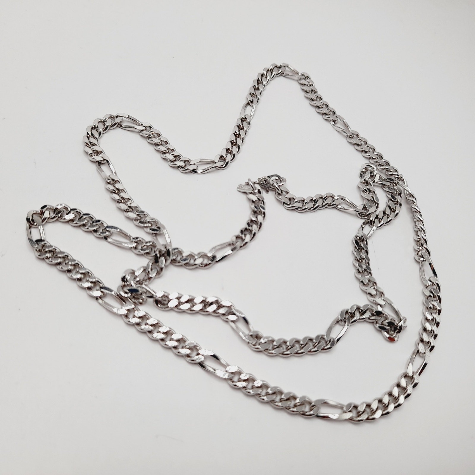 Vintage Monet Silver Tone Long Chain Necklace 30” Sister Clasp