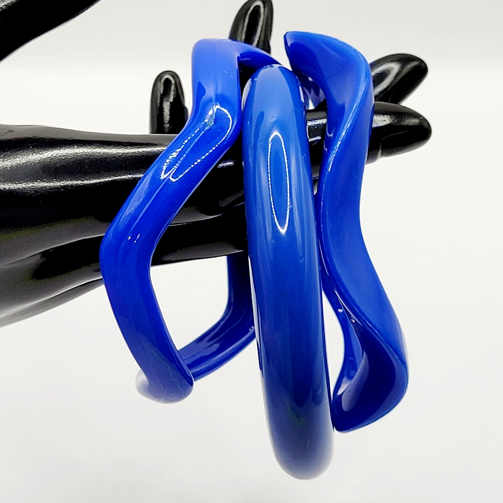 3 Blue Color Different Shape Size Bangle Bracelet Retro Style Vintage 1980s
