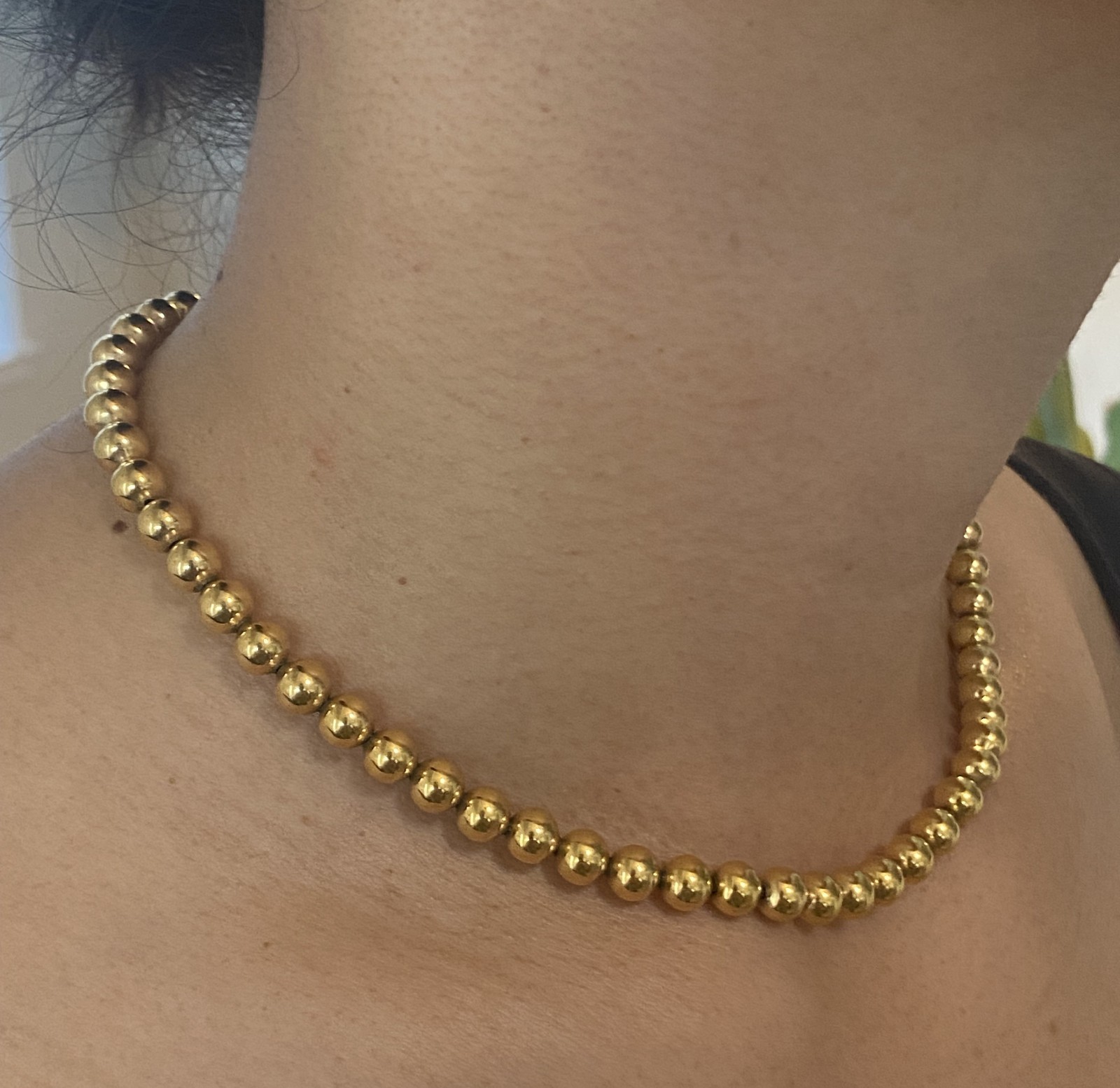 Vintage 12K Gold Filled Bead Choker Necklace 15.5” 6mm Classic Elegant 17.9g