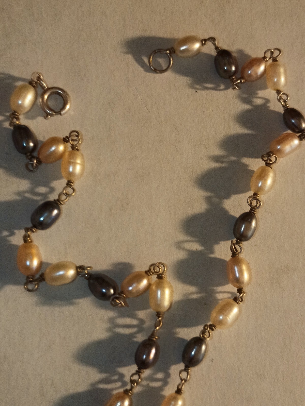 Vintage Freshwater Pearl Necklace 17″ & 18KGP Pearl Ring Size 9 Jewelry Lot