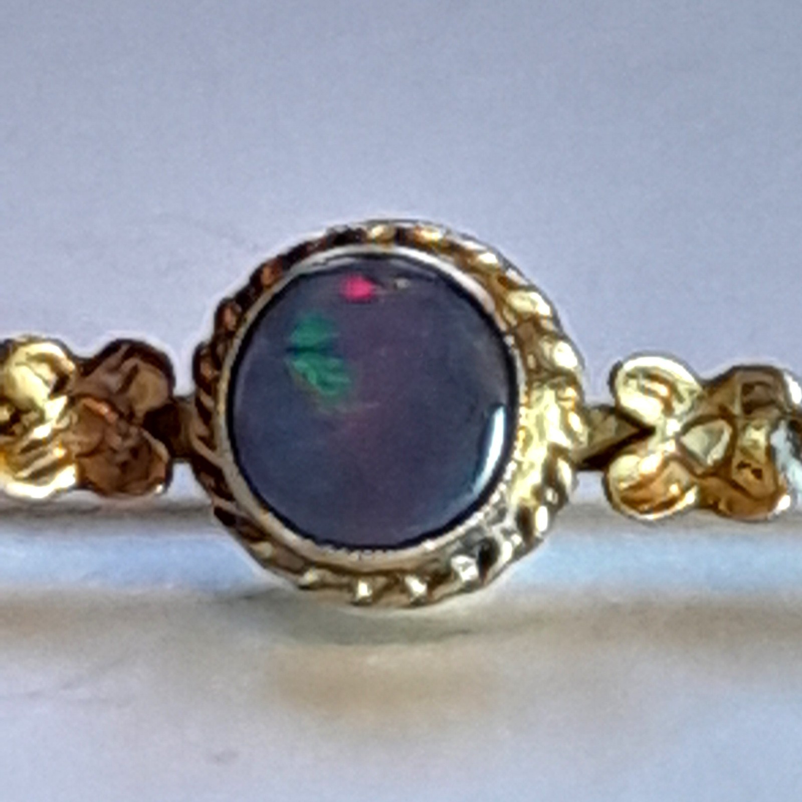 Antique 9ct Gold Black Opal Bar Brooch – Rare Red Fire – Victorian/Edwardian 4.7