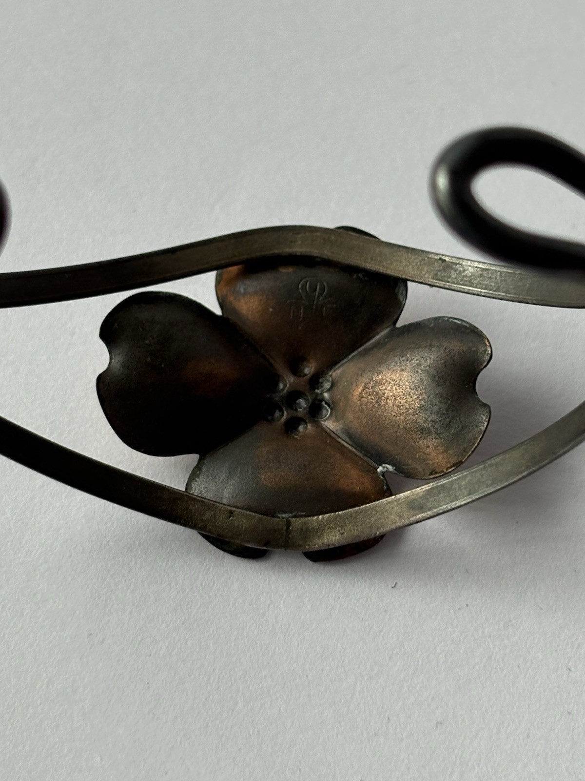 Vintage Stuart Nye Dogwood Bracelet Earrings Ring Set Sterling Silver and Copper