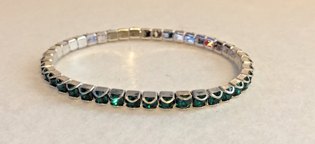 TOUCHSTONE SWAROVSKI CRYSTAL MAY EMERALD BIRTHSTONE STRETCH BRACELET NWT