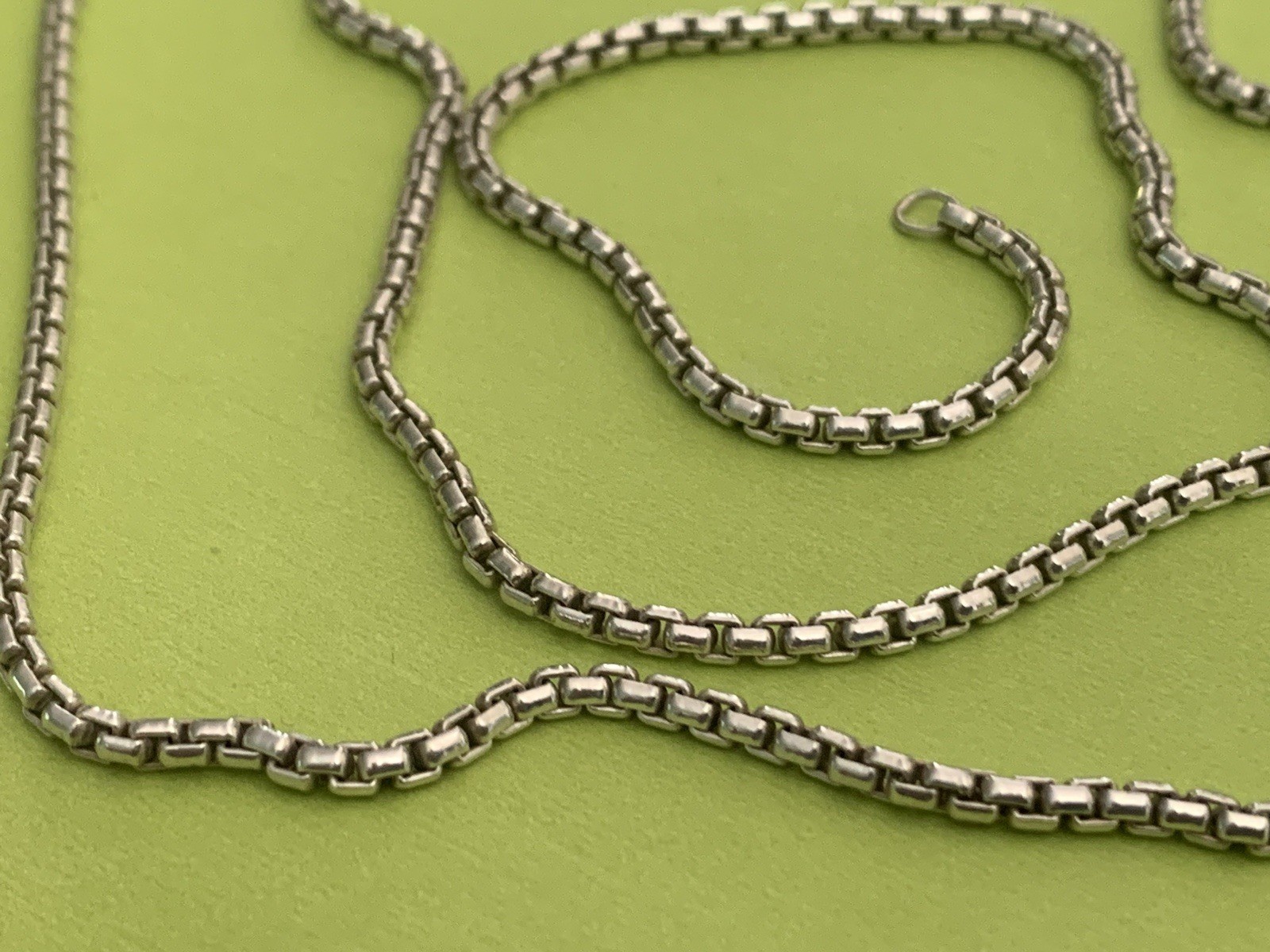 Vintage 925 Italy Sterling Silver Venetian Box Link Chain Necklace 32 In