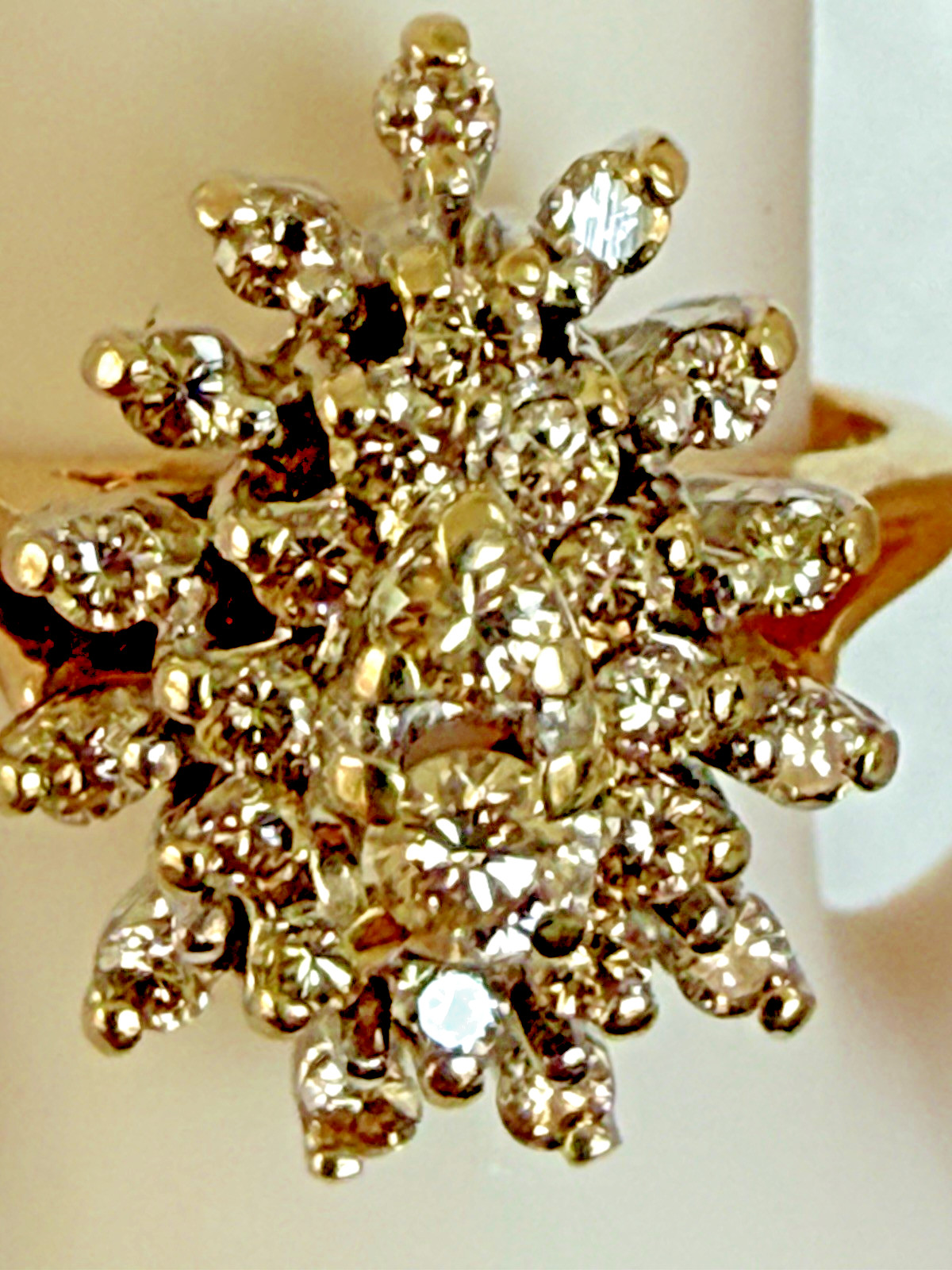 Vintage 0.45ct Champagne Diamond Pear-shaped Cluster 14K Yellow /White Gold Ring