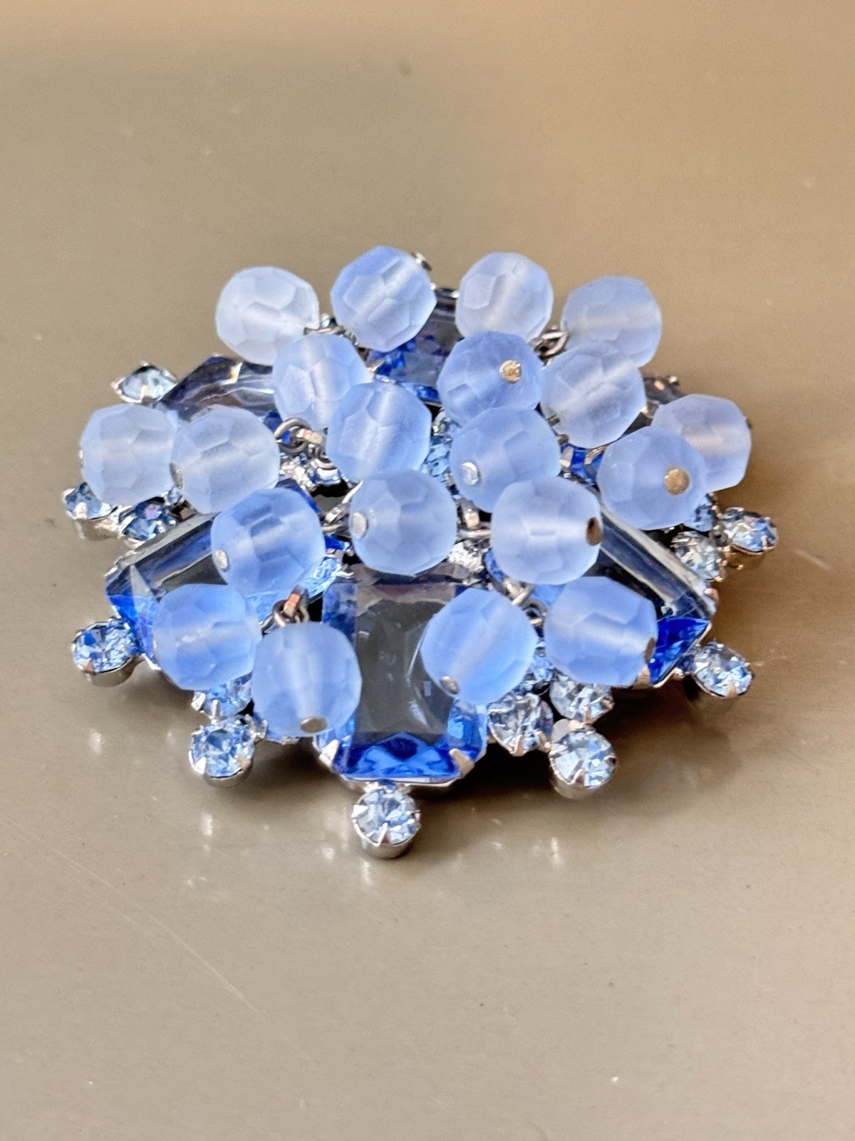 Vintage Verified JULIANA Bracelets, Brooch & Earring Set, Blue Octagon & Beads