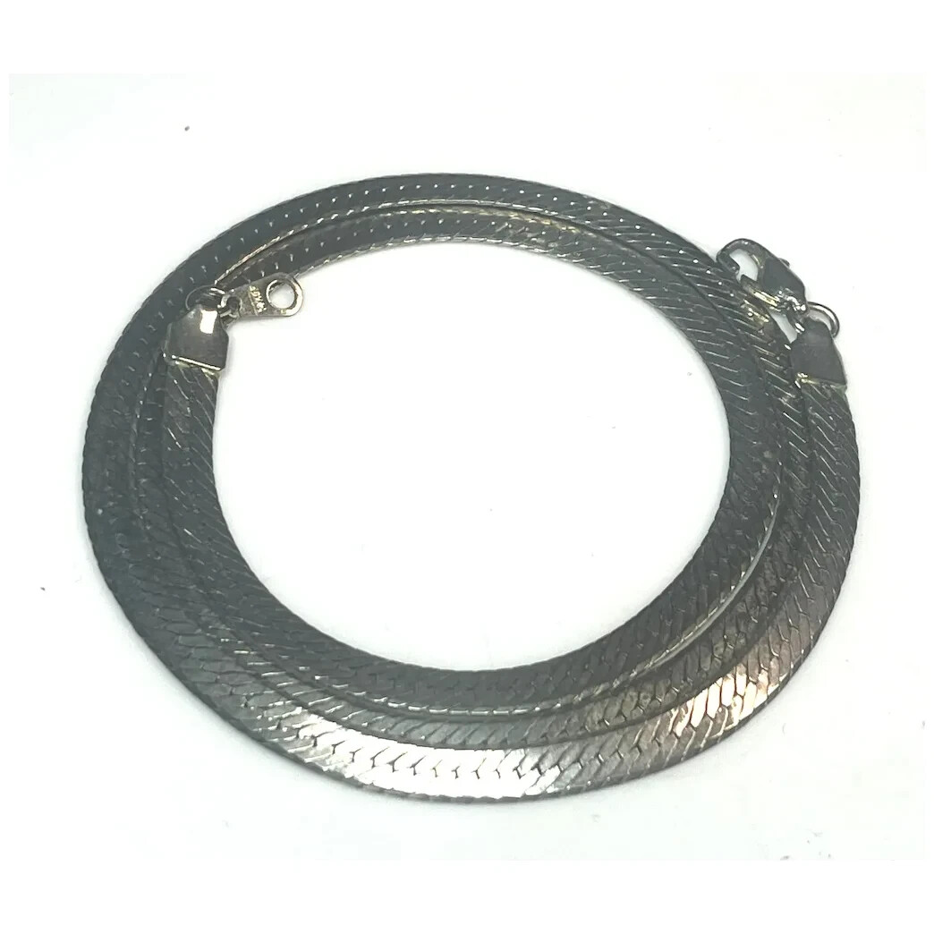 Estate Thick 14kGP Silver Herringbone Necklace
