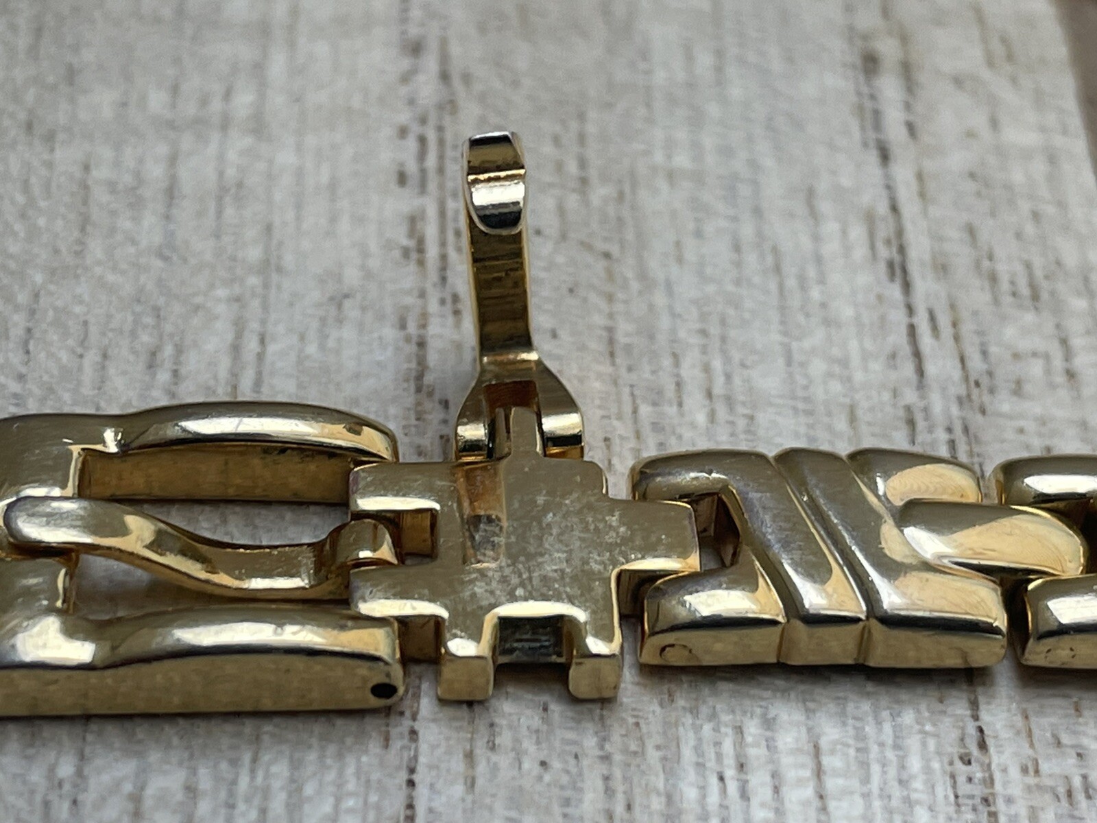 Vintage Bracelet Belt Buckle Gold Tone Link Adjustable Closure Magnetic Jewelry