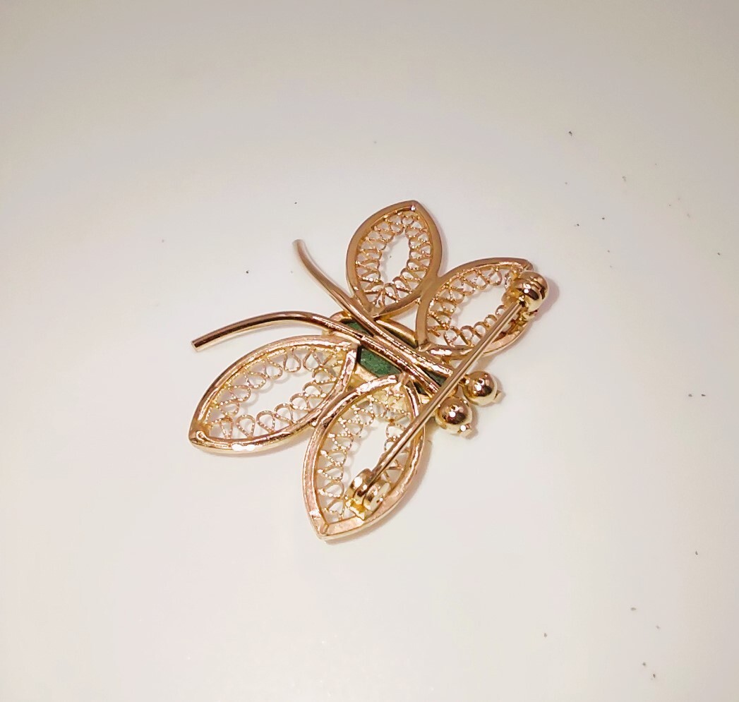 BUTTERFLY PIN CHRYSOPHASE 12k Gold Filled Unmarked Beautiful Delicate VIDEO