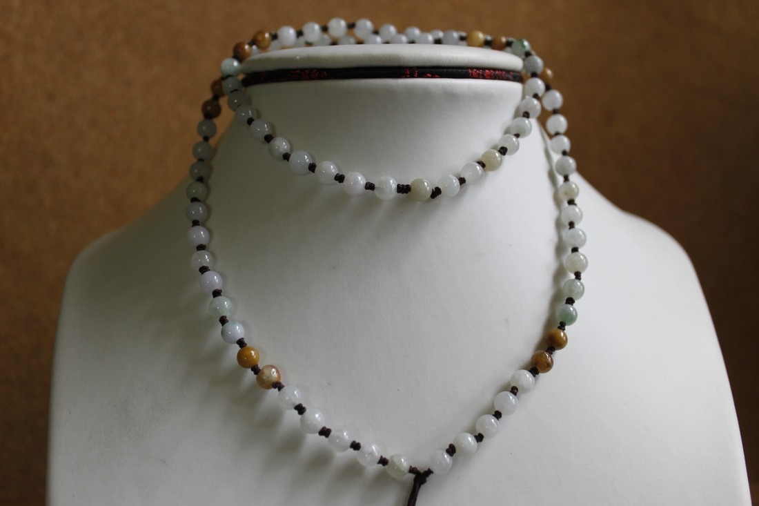 Hand Knotted String JADE Beads Necklace Thread Charm Pendant Jewelry Making #113