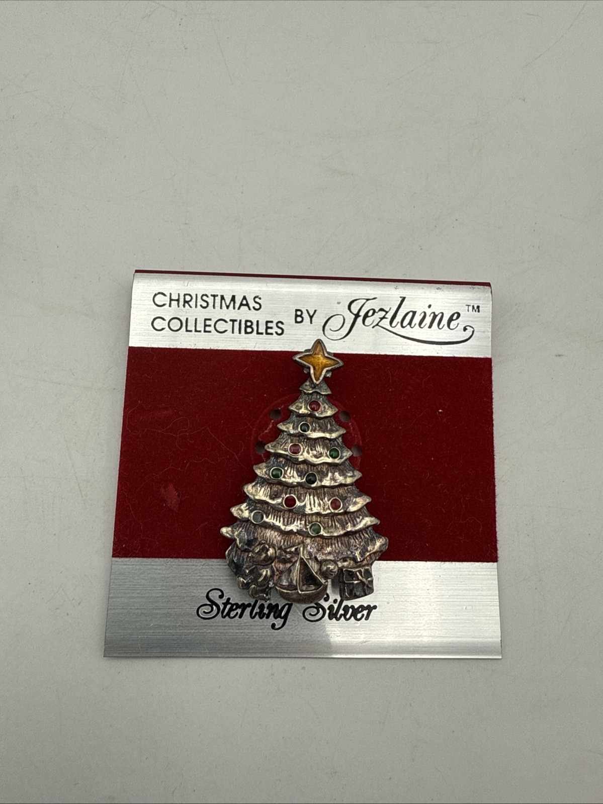 VTG Christmas Collectibles by Jezlaine Sterling Silver Christmas Tree Brooch Pin