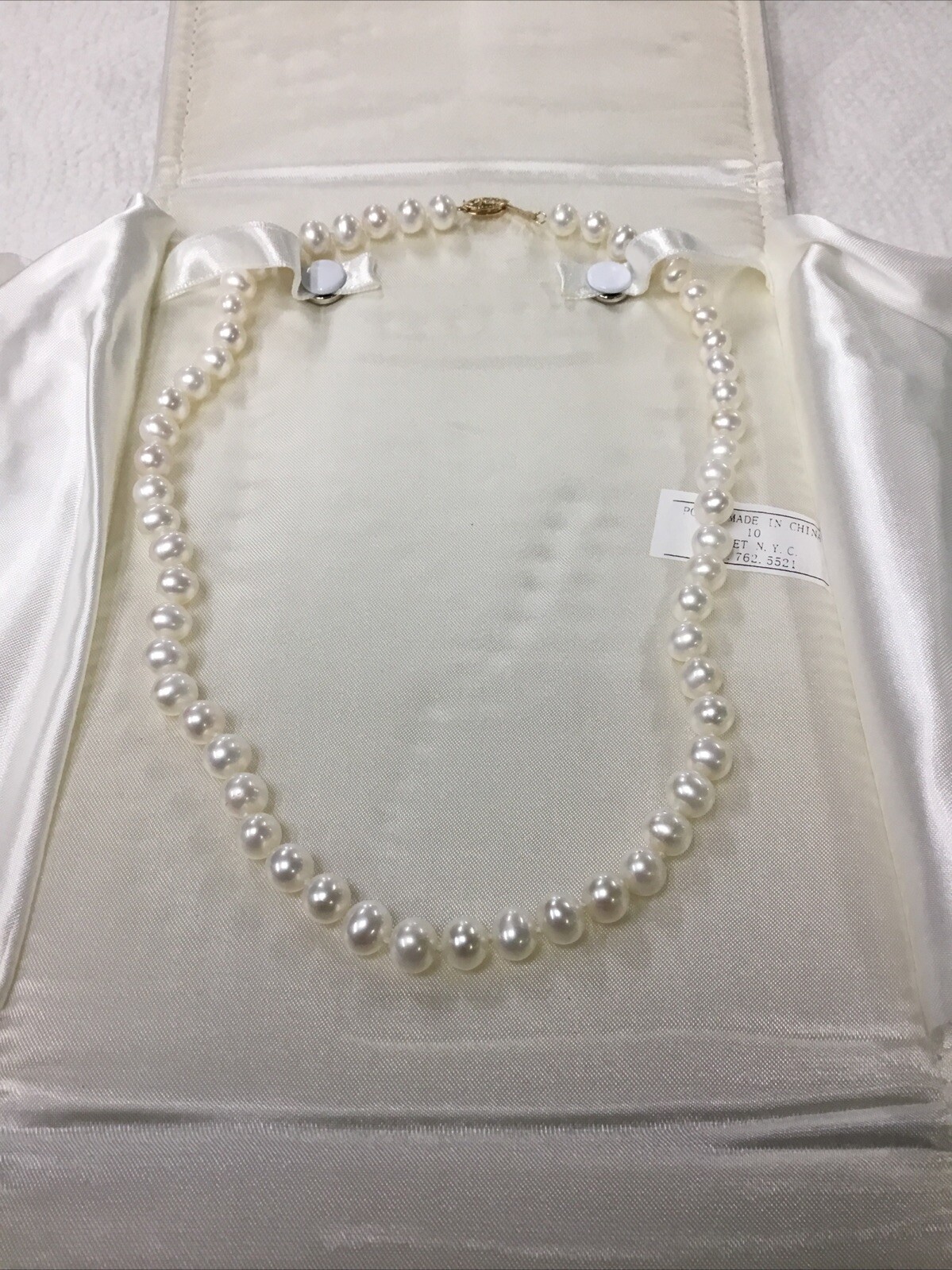 Natural Pearl 14K Gold Fish Hook Clasp Necklace 18” Long 7MM – 8MM
