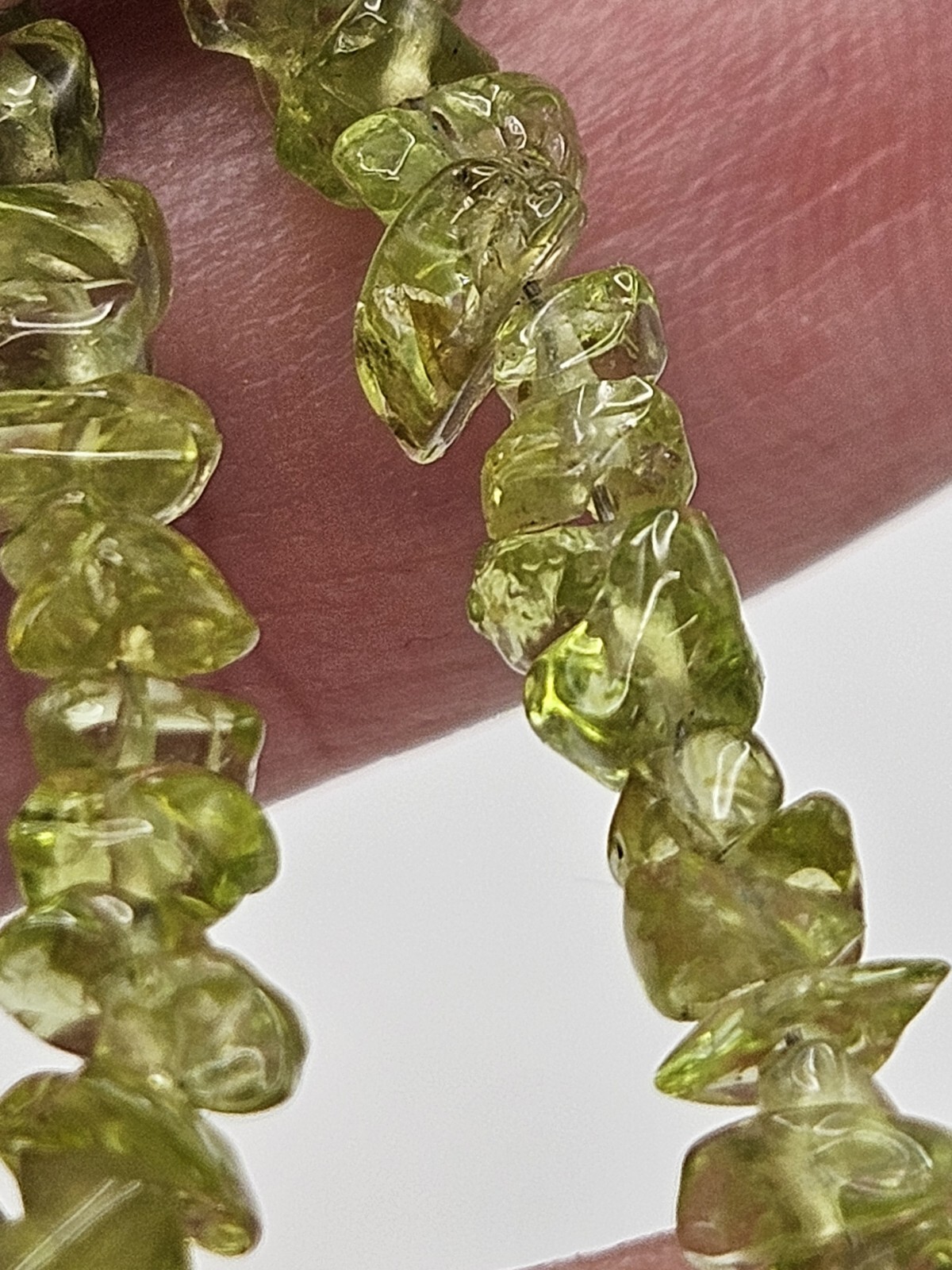 Vintage Sterling Silver Luck Small Charm Peridot Chip Bead Bracelet