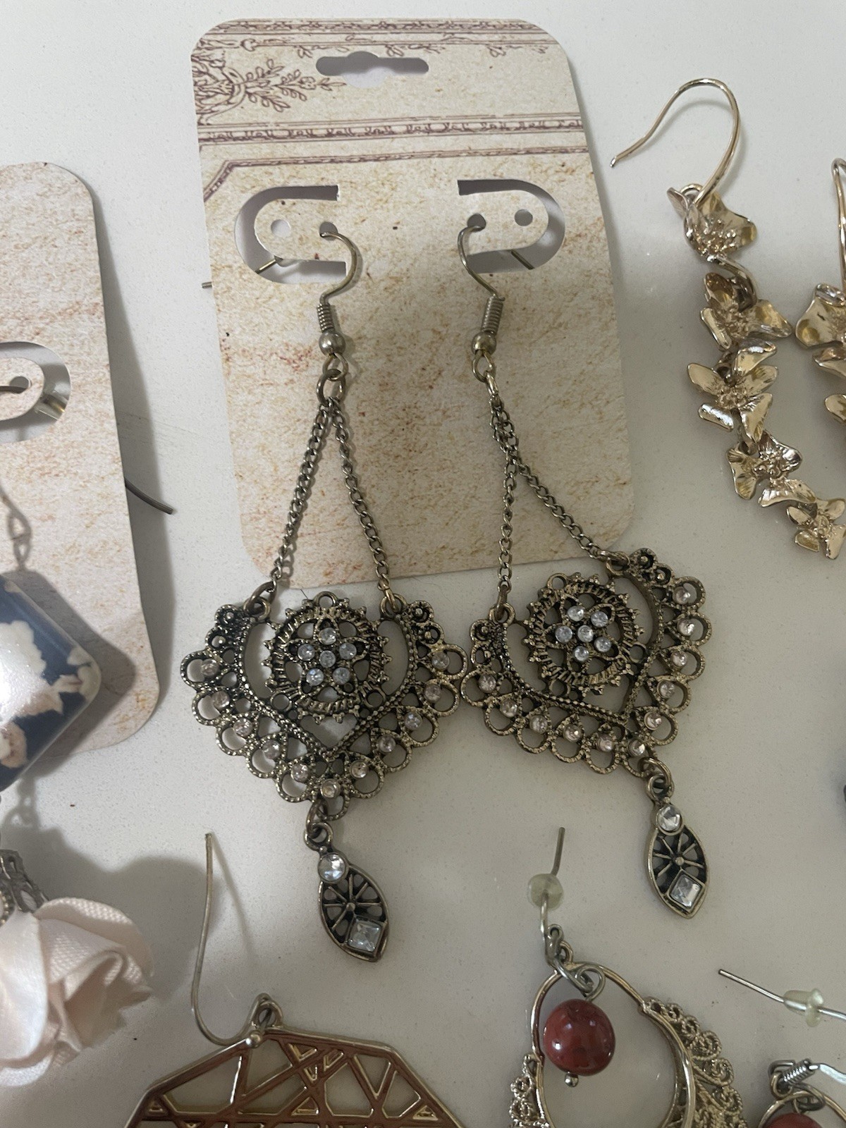 Vintage Costume Jewelry Earrings Lot (9 Pairs) Boho Fairy Dangle Hoops Retro