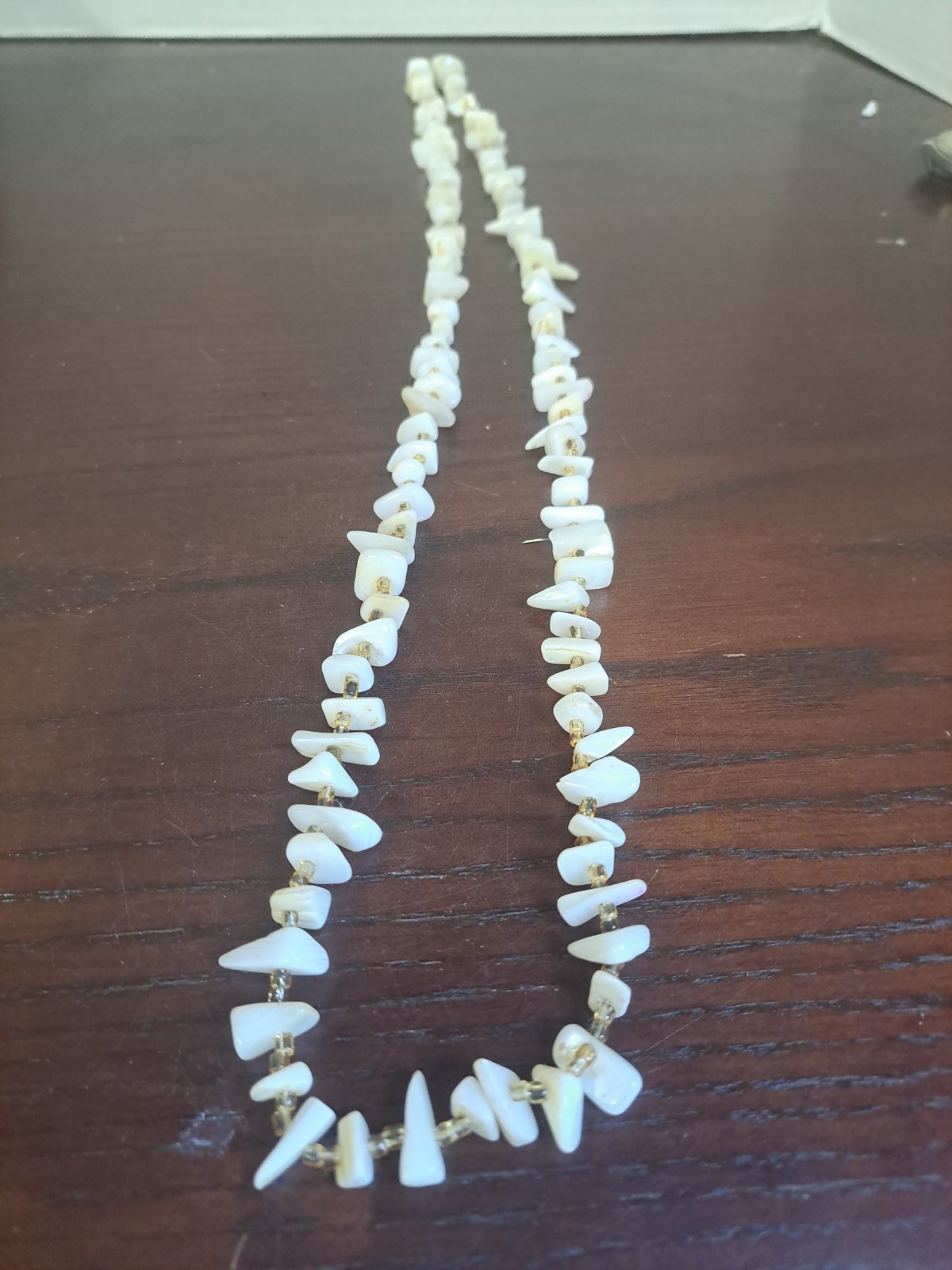Vintage Flapper Style Off White Chipped Stone Necklace