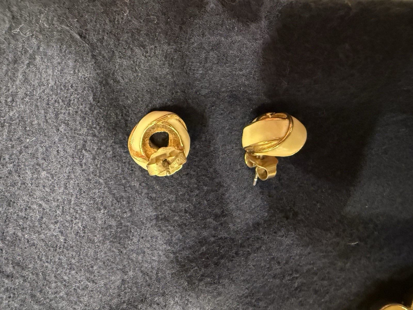 Vintage Monet Ivory And Gold Tone Earrings