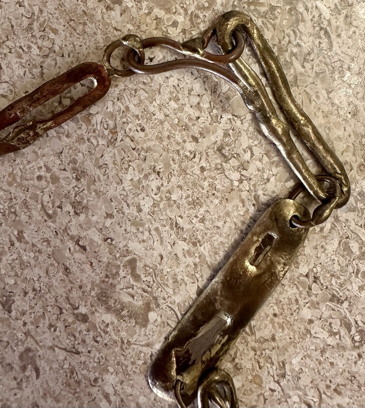 Vintage Armando Lozano The Kiss Bronze Brutalist Necklace Mexican Modernist Art