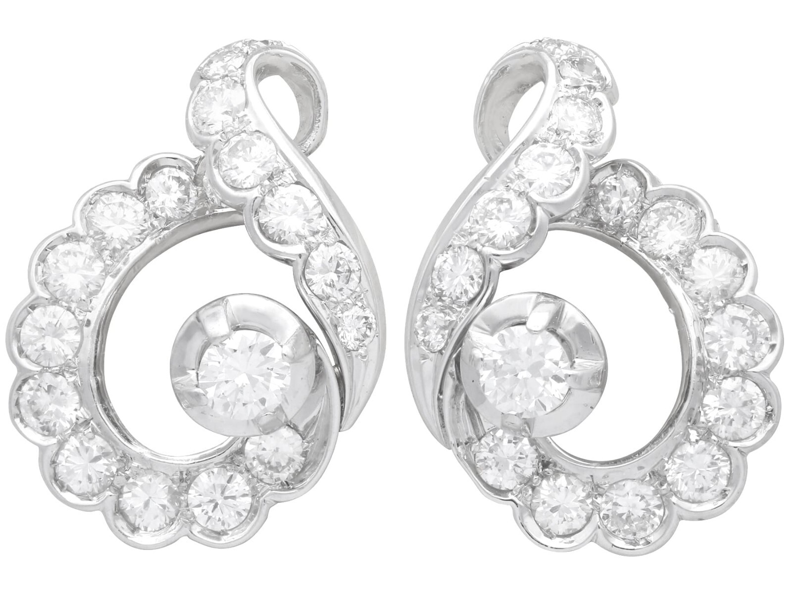 Antique 4.35Ct Diamond and Platinum Earrings Circa 1935
