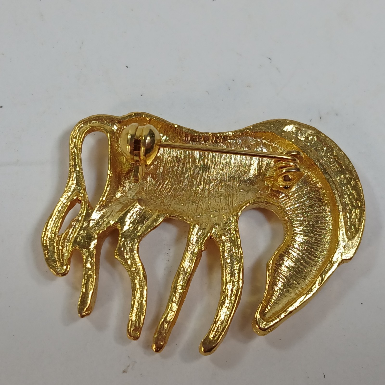 Vintage Brooch Pin Gold Tone Zebra Animal 2″