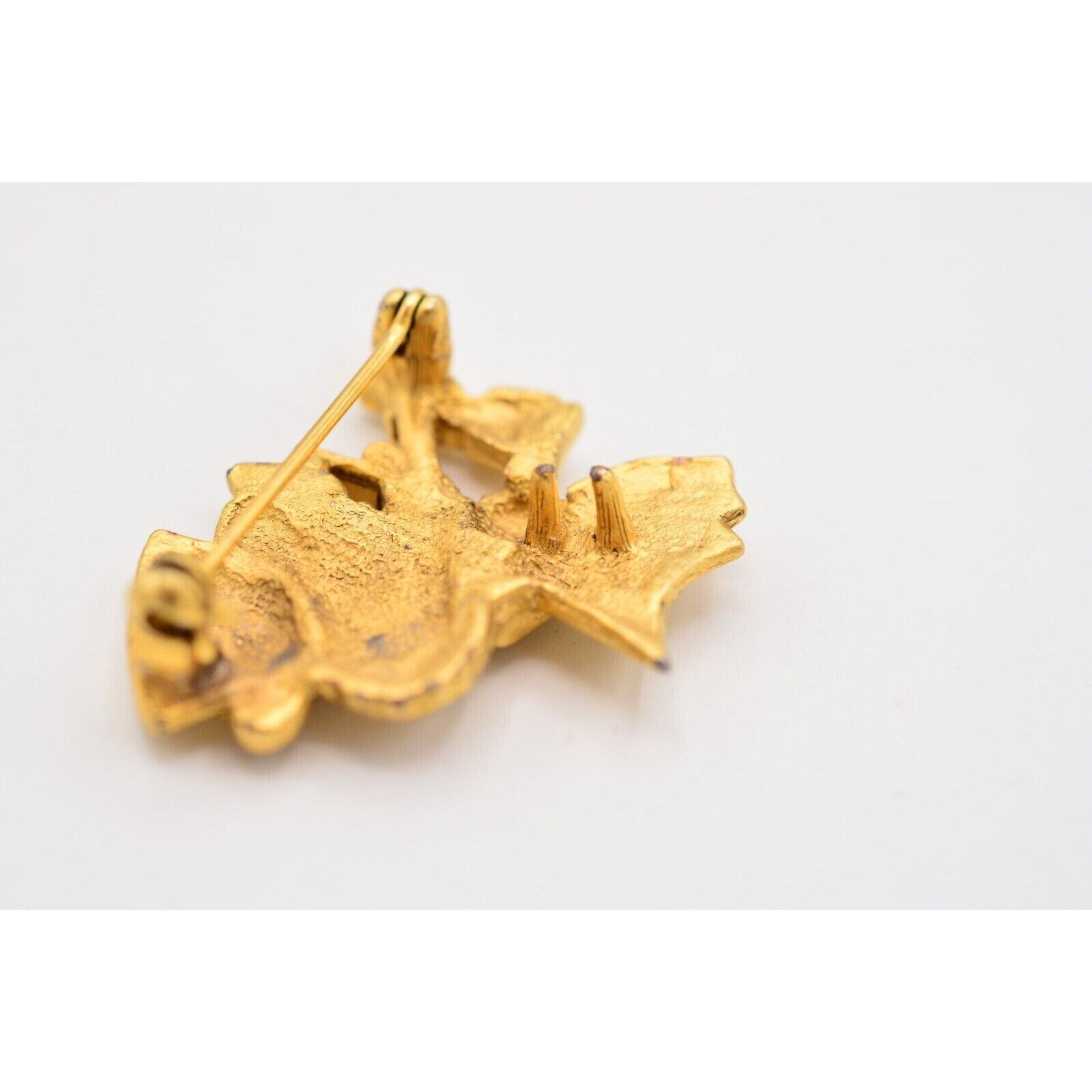 Vintage Lucky Leprechaun Pin Brooch Gold Flute St. Patrick’s Irish NOS 80s BinA6