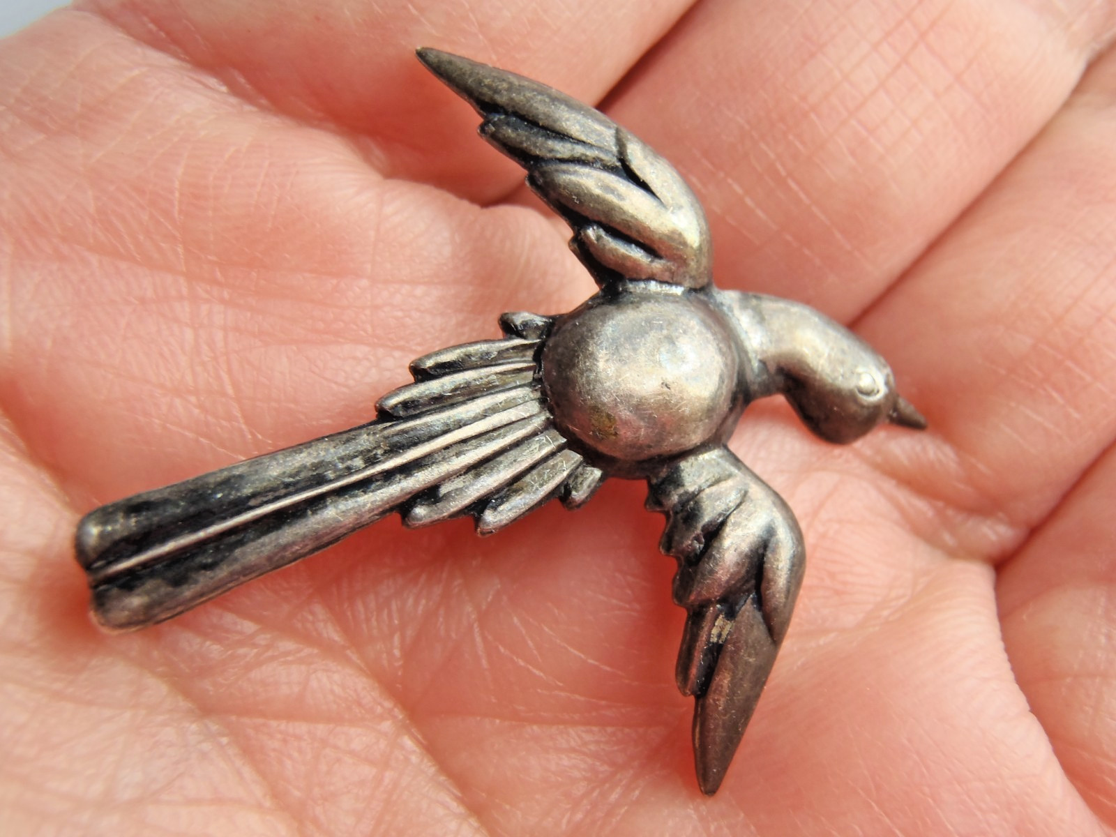 925 Sterling Silver Antique Art Deco Holy Spirit Pin Brooch