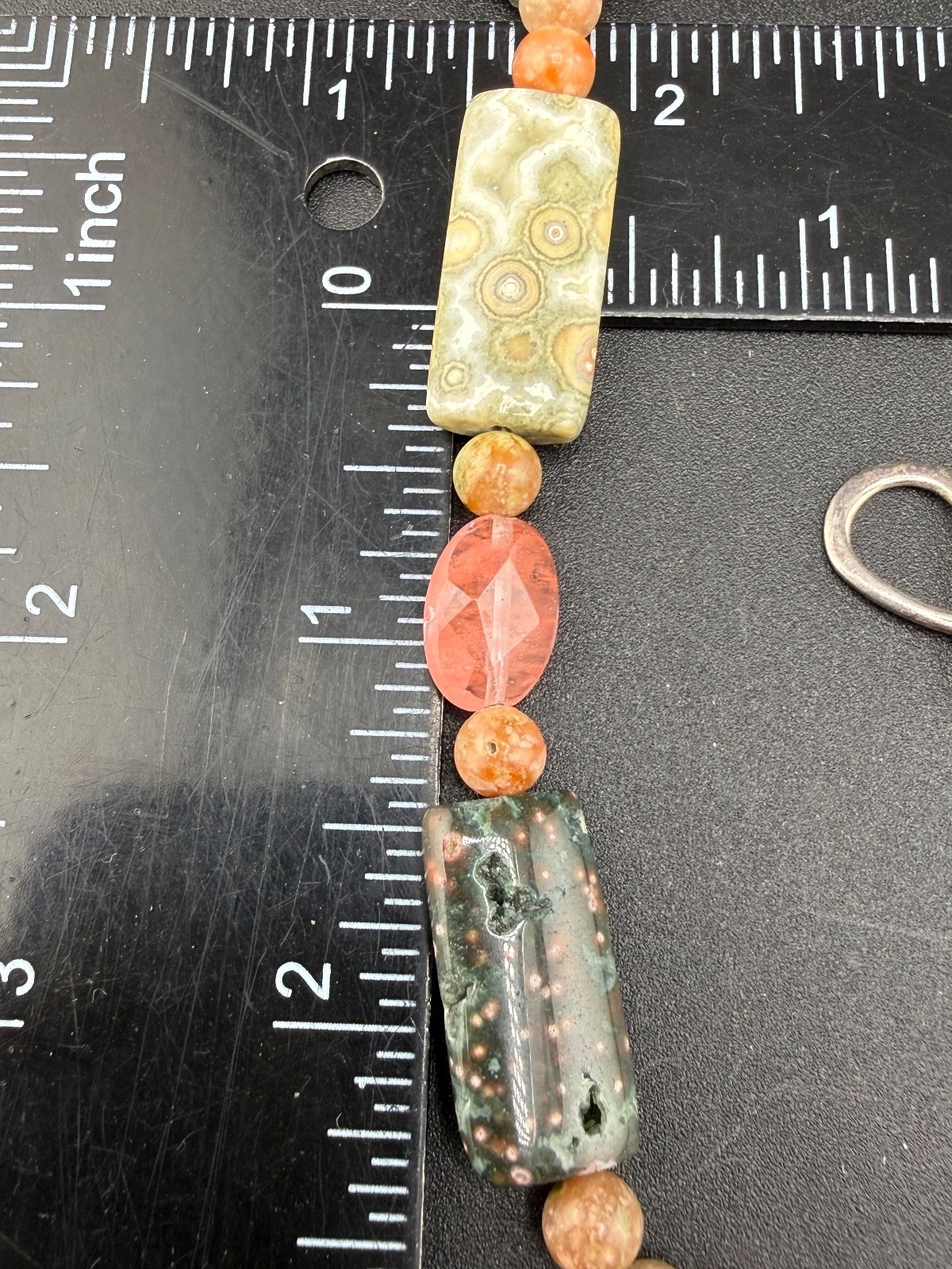 Vintage Polished Stone Statement Necklace Southwestern 18”