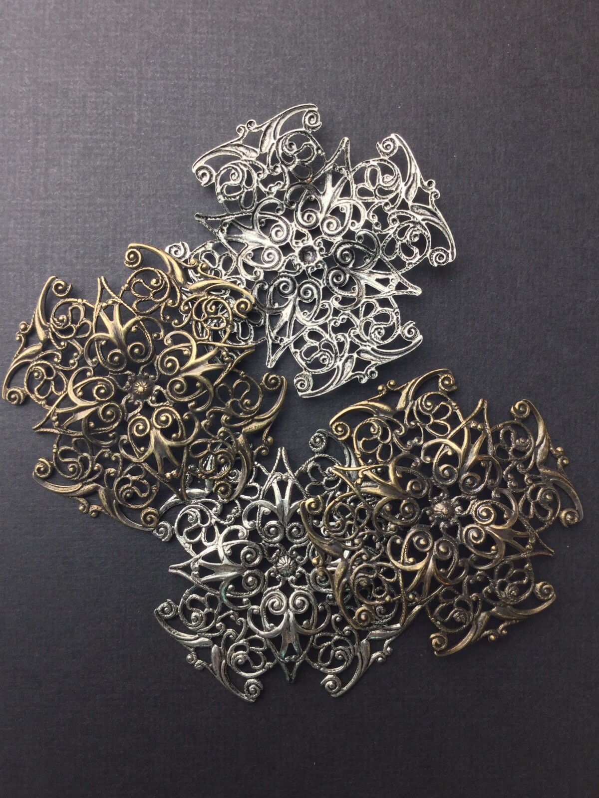 24833 Brass Oxidized Victorian Filigree Jewelry Finding