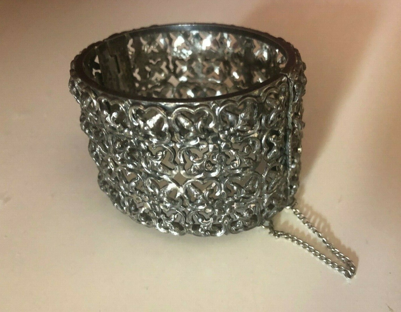 Amazing 1930s 1940s 1950s vintage thick Bartek hinged bangle bracelet signed