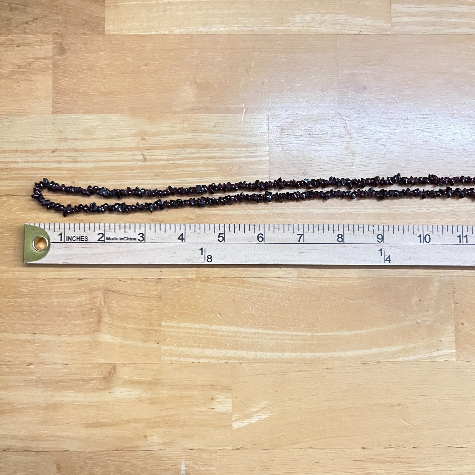 Vintage Natural Garnet Chip Strand Necklace Deep Red Earthy Boho Core 34″