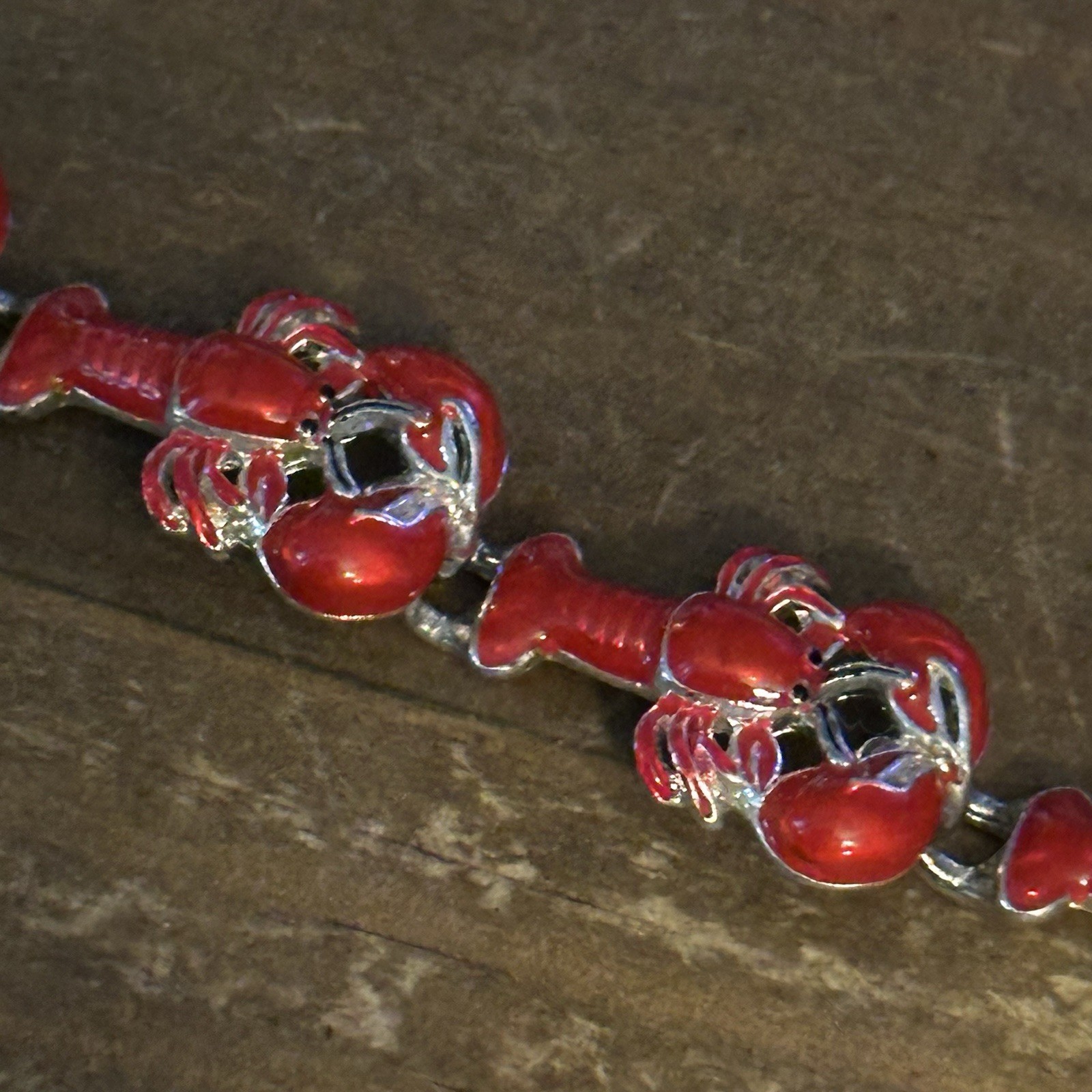Vintage red lobster link bracelet