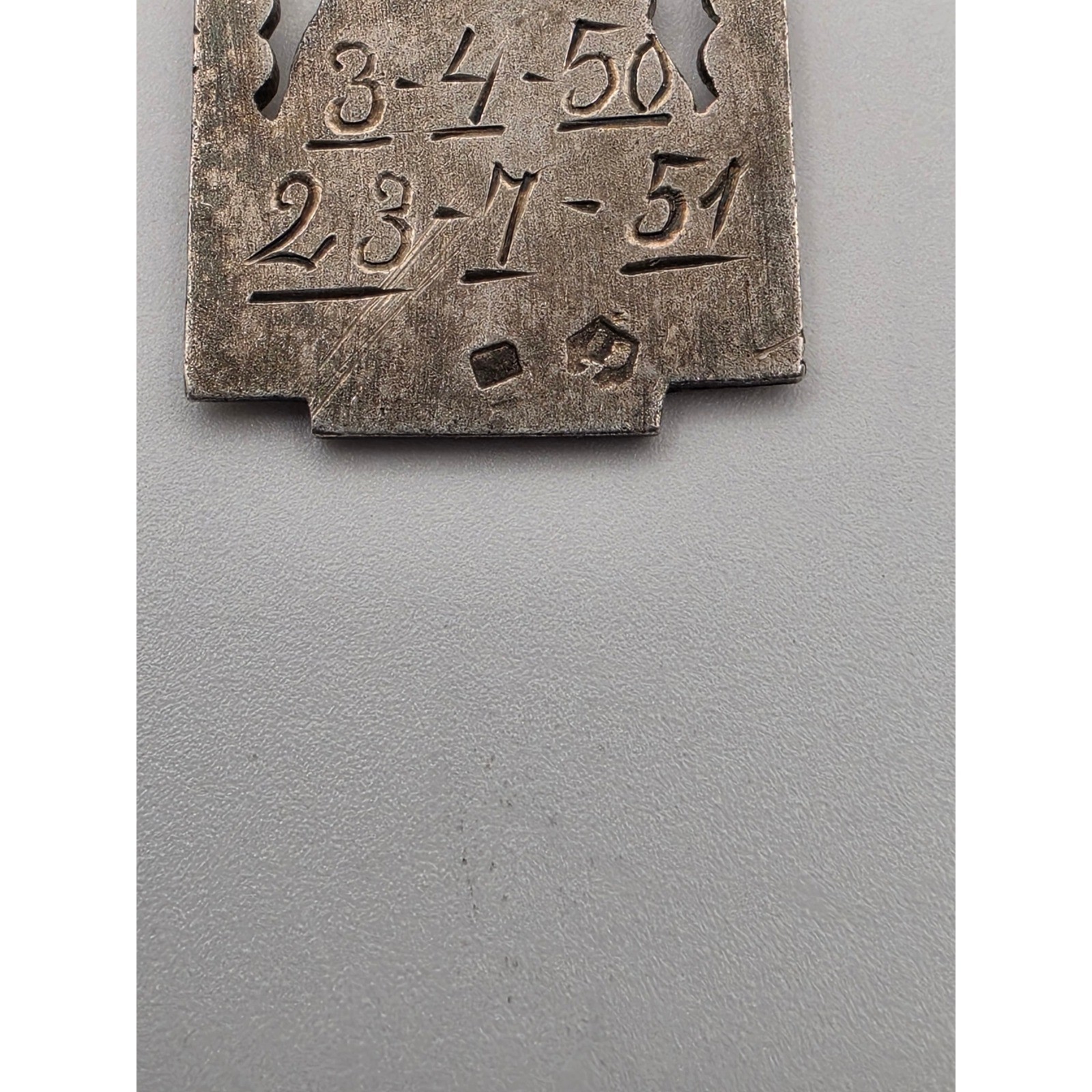 Vintage Silver Religious Saint Pendant Arch Medallion Engraved 1950 1951 Charm