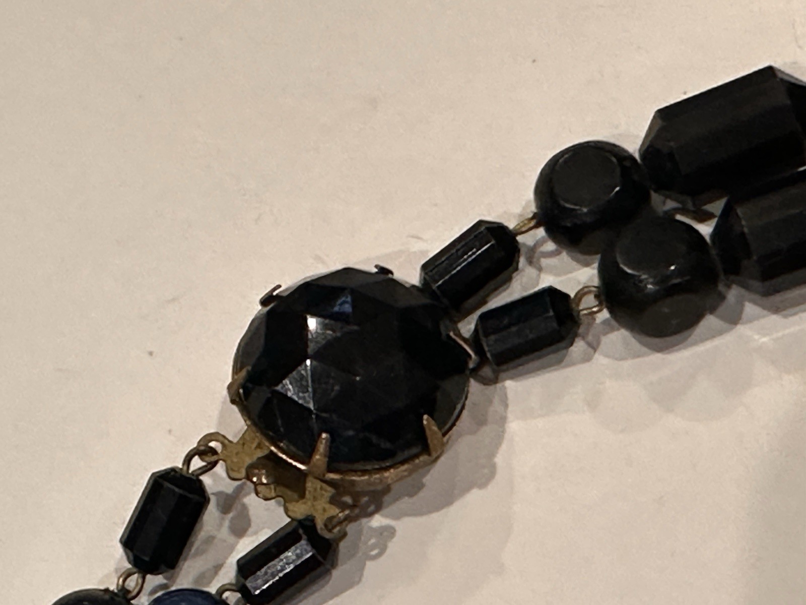 WEST GERMAN JAPAN WHITE BLACK GLASS LUCITE BEAD NECKLACE CLIP ON EARRING SET LOT