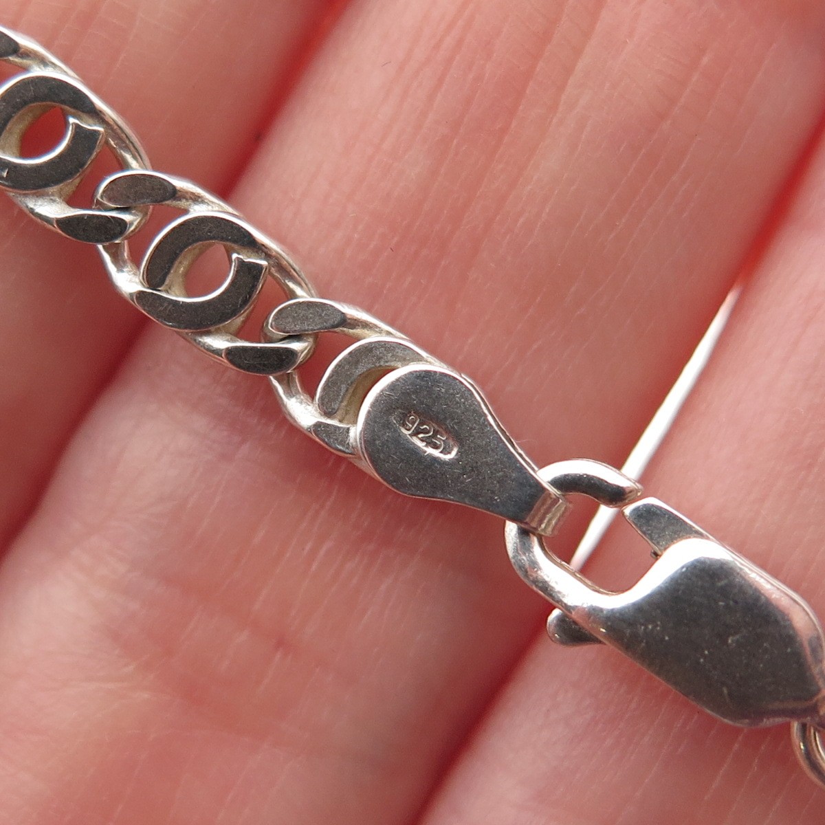 925 Sterling Silver Vintage Italy Anchor Mariner Link Bracelet 7″